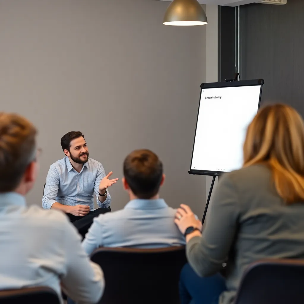 Professionele coach die carrièreontwikkeling bespreekt